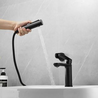 Смеситель для раковины с гигиеническим душем Maretti Florenza Black FLG32RF28, черный